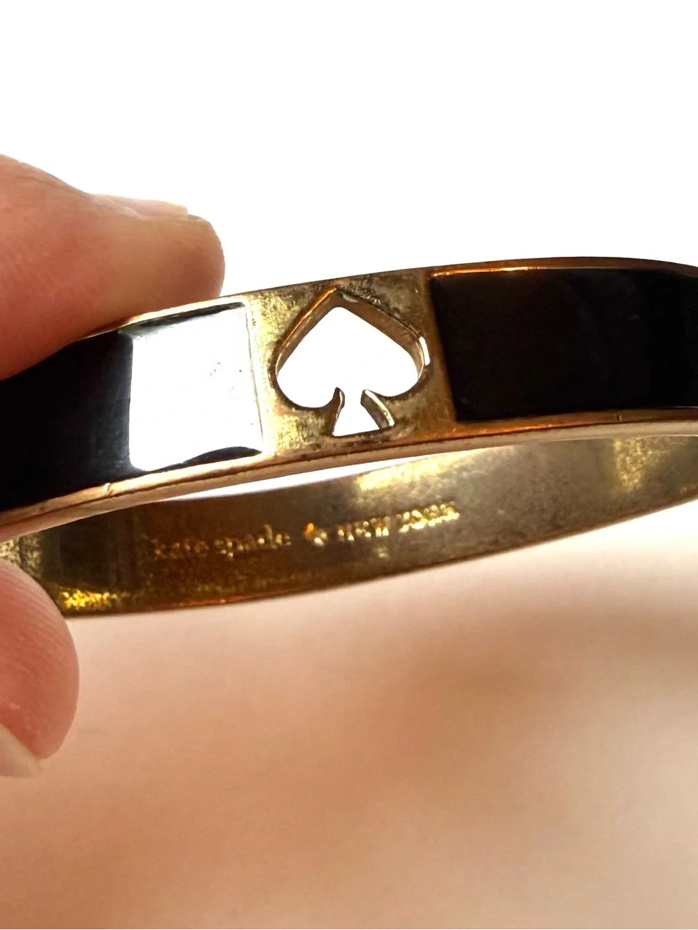 kate spade Gold and Black Heart Cutout Enamel Bangle Bracelet - Picture 2 of 7